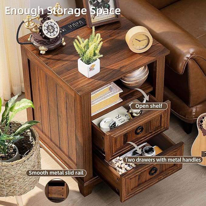 Bedroom Dresser and Nightstand Sets 4 Piece, Farmhouse 6 Drawers Dresser & 40.5" Tall Chest of Drawers,18" Nightstands with Charging Station,54" Wide Furniture Dressers for Bedroom,Living Room