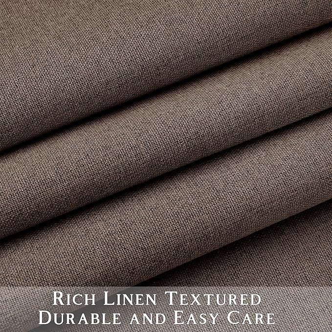 ChrisDowa 100% Blackout Brown Solid Curtains 108 Inches Long 2 Panels for Bedroom Living Room,Farmhouse Room Darkening Thermal Insulated Soundproof Grommet Top Window Treatment Drapes,52x108