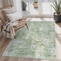 3x5 Rug, Abstract Small Area Rug for Kitchen, Entryway, Machine Washable Non-Slip Throw Rug, Vintage Carpet for Nursery Coffee Table Green Ivory