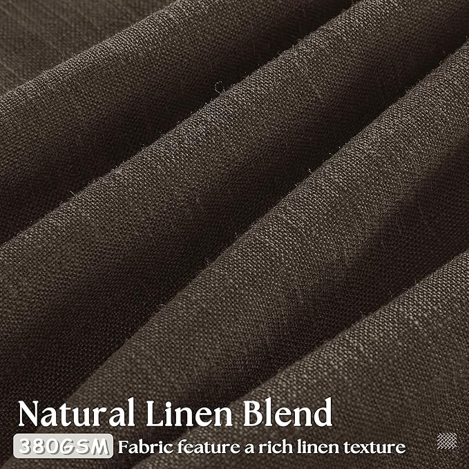 Dark Chocolate Pinch Pleated Linen Curtains 2 Panels for Living Room Bedroom Memory Training Shaped Semi Sheer Pleat Drapes with Hooks Rings Light Filtering Window Curtain 40x108