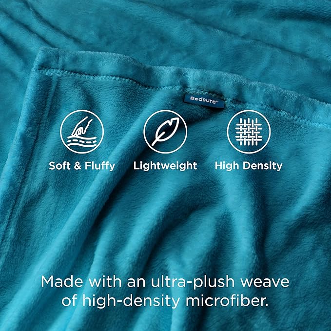 Bedsure GentleSoft Twin XL Fleece Blanket Dorm Bedding - Lightweight Soft Cozy Blankets for Bed, Sofa, Couch, Travel, Camping, Teal Blue, 66"x90"