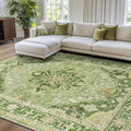 Area Rugs 7'x9' Washable Non-Slip, Floral Vintage Distress Print Pattern Medallion Carpet for Living Room Bedroom Dining Room, Sage Green Yellow