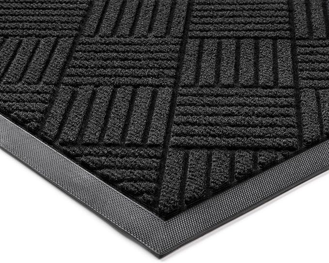 Front Door Mat, Heavy Duty Indoor Outdoor Doormat, 72" x 36" Low Profile Outdoor Mats for Home Entrance, Stain and Fade Resistant Welcome Mat Ideal for High Traffic Area, Diamond Black
