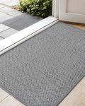 Color&Geometry Ultra-Thin Indoor Door Mat, 26"x47" Low-Profile Non-Slip Entryway Rug with Modern Geometric Texture, Washable Doormat for Indoor Entrance, Front Door, Light Grey (Rolled-up NO Creases)