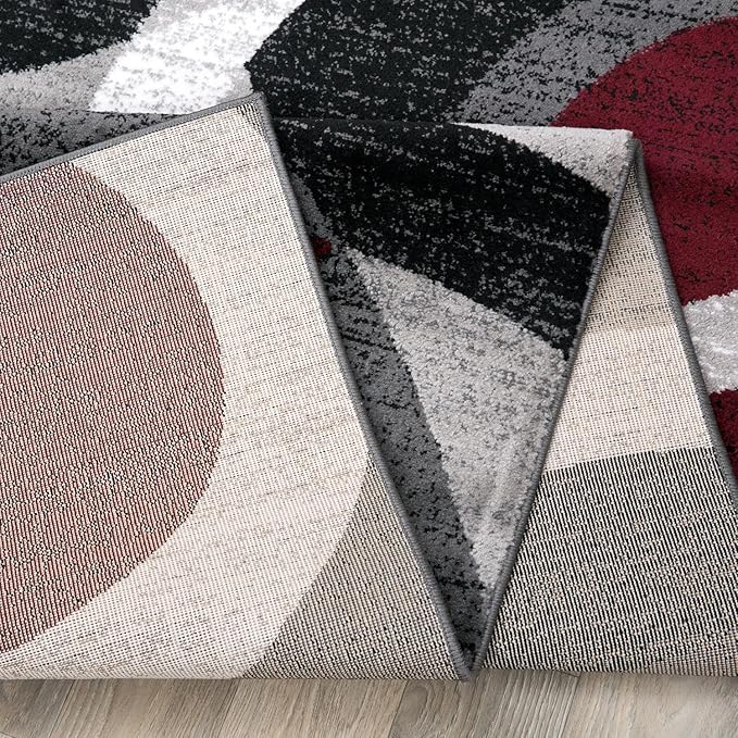 Rugshop Contemporary Abstract Circles Perfect for high Traffic Areas of Your Living Room,Bedroom,Home Office,Kitchen Area Rug 9' x 12' Red