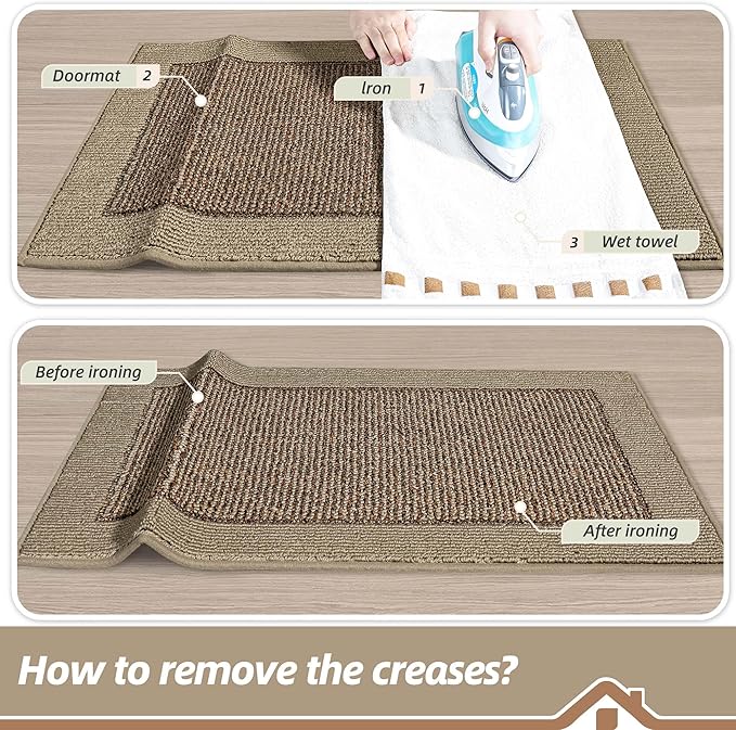 BEQHAUSE Indoor Door Mat 32" x 48", Dirt Trapper Door Mats Non-Slip Entryway Rugs Washable, Resist Dirt Absorbent Welcome Mat, Low Profile Floor Mats for Front Back Door and Entryway, Taupe