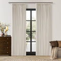 Pinch Pleated Blackout Linen Curtains 84 Inch Long for Living Room Bedroom Room Darkening Thick Linen Curtain 84 Inch Length 2 Panels Set Double Layer Boho Farmhouse Cream Ivory Natural Window Drapes