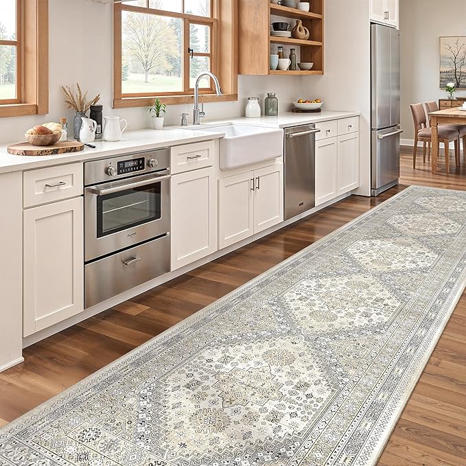 zesthome Washable Runner Rug 2.5x12 - Stain Resistant Entryway Rug,Ultra-Thin Kitchen Rugs, Anti Slip Backing Runner Rugs for Entrance Laundry Room Indoor Hallway (Beige,2.5'x12')
