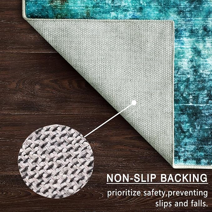 vivorug Washable Rug, Ultra Soft Area Rug 8x10, Non Slip Abstract Rug Carpet, Stain Resistant Rugs for Living Room Bedroom, Modern Fluffy Rug (Rosy Clouds, 8'x10')