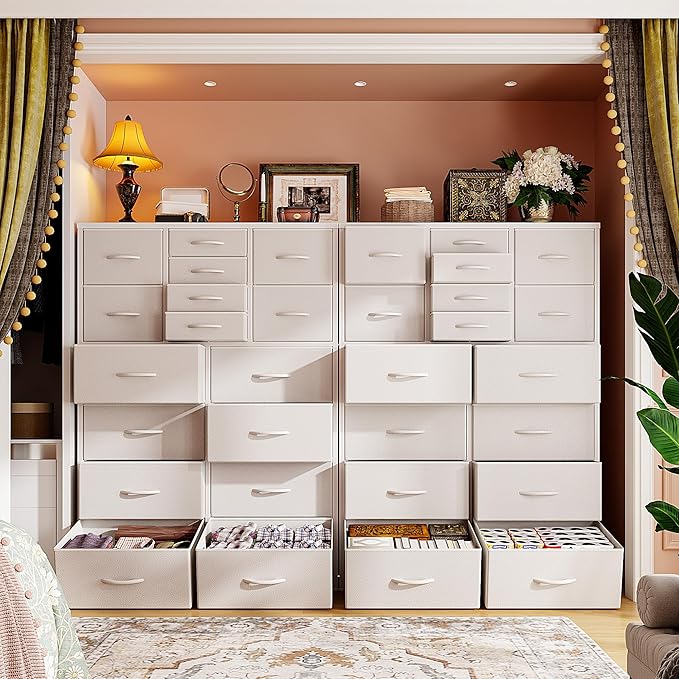 57“H Dresser for Bedroom with Multiple Drawers,Dressers & Chests of Drawers for Bedroom,Large White Dresser, Sturdy Metal Frame & Wood Top,Entryway, Hallway