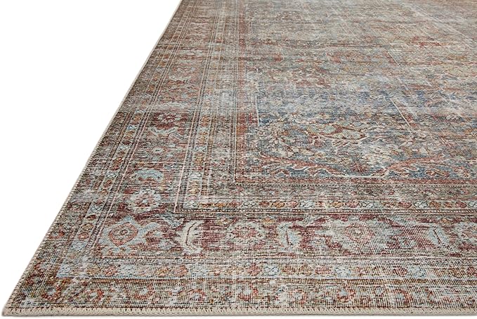 Loloi Chris Loves Julia Jules Collection JUL-05 Lagoon/Brick 2'-6'' x 7'-6'', .13" Pile Height, Runner Rug