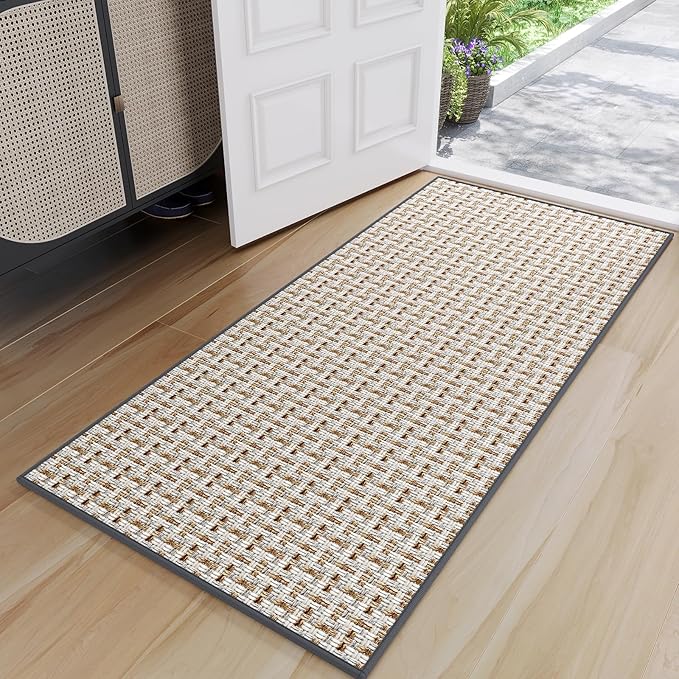 Indoor Door Mat 24x72 Dirt Resistant and Absorbent, Non-Slip Rubber Backing Floor Mats, Easy Clean Low-Profile Doormat for Entryway, Front Door, Inside Entrance Gray