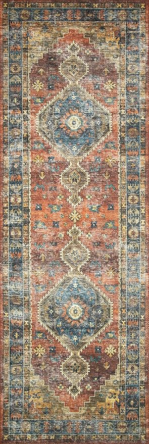 Loloi Skye Collection SKY-11 Rust/Blue 2'-6" x 10'-0" Runner Rug