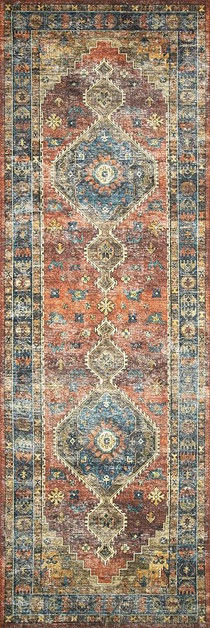 Loloi Skye Collection SKY-11 Rust/Blue 2'-6" x 12'-0" Runner Rug