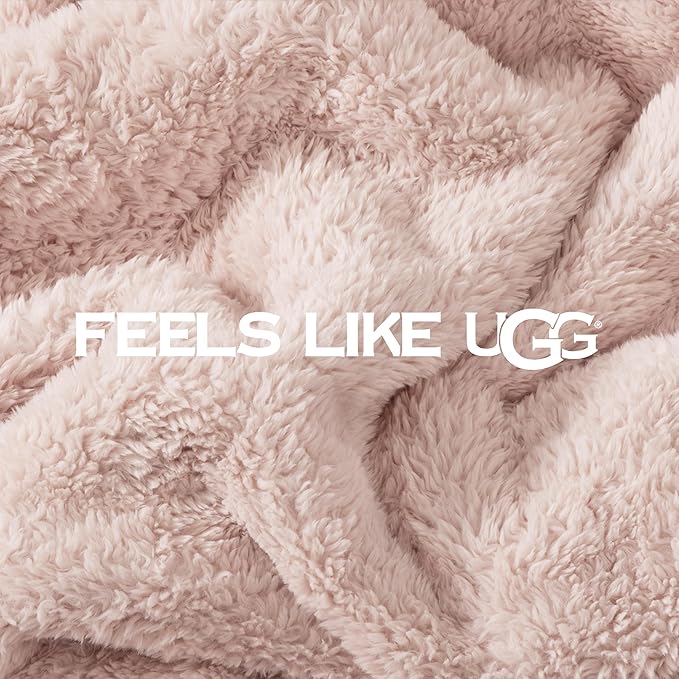 UGG Whitecap Plush Throw Blanket Fleece Lightweight Soft Throw for Couch or Bed Luxury Home Decor for Living Room Washable Hypoallergenic Blankets for Dorm Decor, 50-inch x 70-inch, Light Pink Quartz