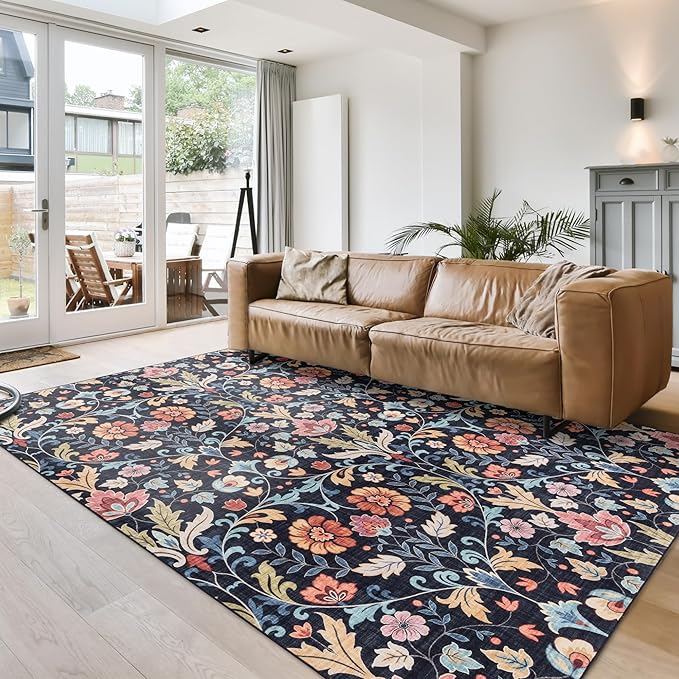 Gertmenian Indoor Boho Area Rug | Home Decor for Entryway, Bedroom, Living Room, Office, Kitchen | Non Slip, Soft, Printed Accent Rugs | Verner, Multi, 9x13 Extra Large, 24620
