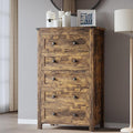 Tall 5-Drawer Dresser, Modern Wooden Storage Chest of Drawers, Dresser TV Stand, Wood Drawer Organizer with Metal Handles for Bedroom, Living Room, Hallway