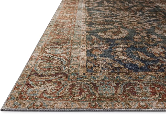 Loloi Chris Loves Julia Jules Collection JUL-10 Ocean/Spice 2'-6" x 7'-6", .13" Pile Height, Runner Rug