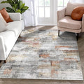 vivorug Washable Rug, Ultra Soft Area Rug 3x5, Non Slip Abstract Small Rug, Stain Resistant Rugs for Living Room Bedroom, Modern Fluffy Style (Gray/Rust, 3'x5')