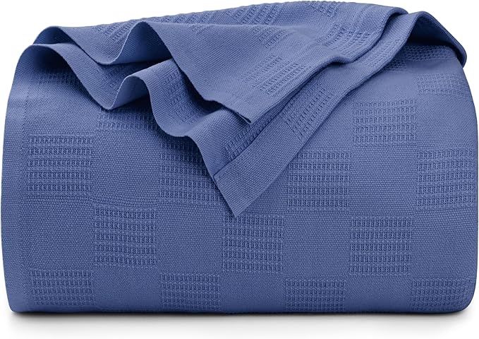 Utopia Bedding Wedgewood 100% Cotton Blanket [King Size - 90x108 Inch] 350GSM Lightweight, Soft and Breathable Thermal Blanket for All Seasons