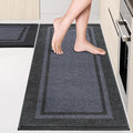 Kitchen Rugs Set (24" x 36"+24" x 60"), Non-Slip Machine Washable Kitchen Runner Rugs Floor Mats, Absorbent Comfort Standing Mat for Kitchen, Sink and Hallway, Rolled Packaging, Bluish Grey & Charcoal