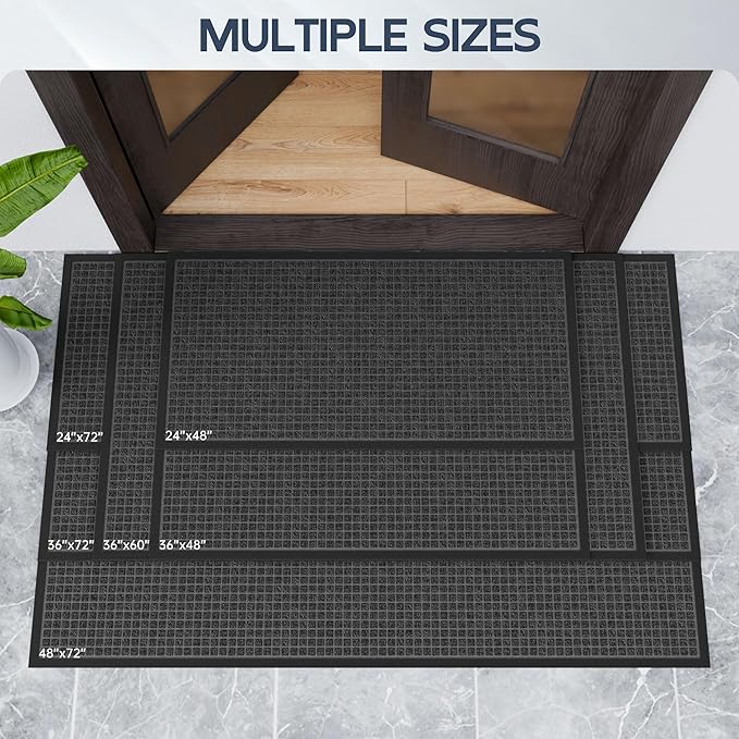 Amyracel Entrance Front Door Mat, 48"x72" All Season Weather Outside Door Mat, Heavy Duty Rubber Backing Doormat for Entryway, Low Profile Entry Indoor Door Mats for High Traffic