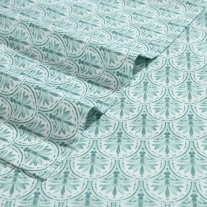 Tommy Bahama - King Sheet Set, Super Soft Cotton Percale Bedding with Matching Shams, Tropical Bedding Set, Oeko-Tex Certified (Coastal Batik Green, King)