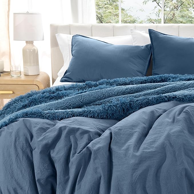 Bare Home Microfiber Duvet Cover Set - Ultra Soft Washed Microfiber - Oversized Queen Size - Linen-Like Look - Easy Care - Breathable Fabric - Our Softest Duvet Cover Set (Oversized Queen, Bering Sea)