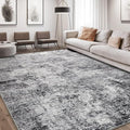 Area Rug Living Room Rugs - 8x10 Large Soft Indoor Neutral Modern Abstract Low Pile Washable Rug Carpet for Bedroom Dining Room Farmhouse Home Office - Grey