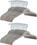 Amazon Basics Non-Slip Shirt Clothes Hangers Velvet, Space-Saving Slim, Sturdy, Pack of 100, Gray/Silver
