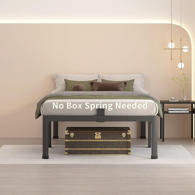 MAF 14 Inch Twin Metal Platform Bed Frame with Round Corner Legs, 3000 LBS Heavy Duty Steel Slats Support, Noise Free, No Box Spring Needed, Easy Assembly