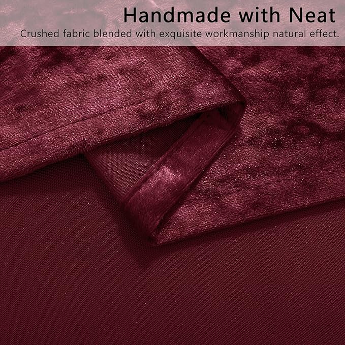 SMILETIME Burgundy Red Crushed Velvet Curtains 52x108inch Rod Pocket Luxurious Thermal Insulated Soundproof Drapes Soft and Durable Light-Filtering Window Treatments for Living Room Bedroom, 2 Panels