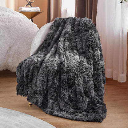 Bedsure GentleSoft Fluffy Black Blanket Cozy Gifts for Men, Black Home Decor Soft Fuzzy Plush Thick Warm Sherpa Fleece Faux Fur Throw Blanket for Couch Bed, Living Room College Dorm Decor, 50x60