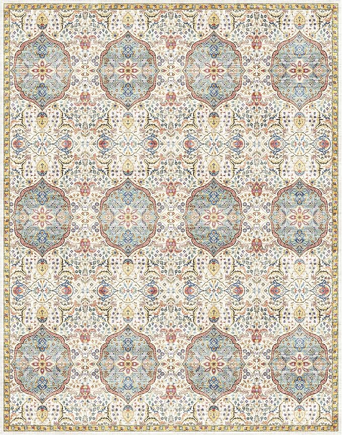 Gertmenian Indoor Bohemian Area Rug - 8x10 Large, Non-Shedding, Ideal for High Traffic in Living Room, Bedroom, Entryway - Moroccan, Beige/Sand, 26835