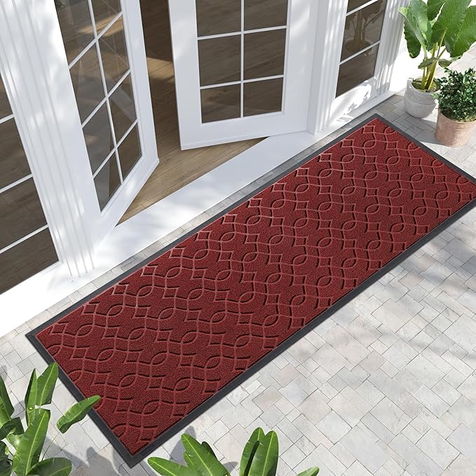 Yimobra Outdoor Runner Rug 72x24, All-Season Waterproof Doormat Outdoor Entrance, Heavy Duty Non-Slip Outside Commercial Grade Door Mat, Easy Clean, Red