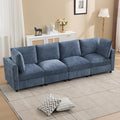 116'' 4-Seater Modular Sectional Cloud Sofa, Straight-Line Couches for Living Room, Modern Upholstered Deep Seat Sofa, Chenille Blue