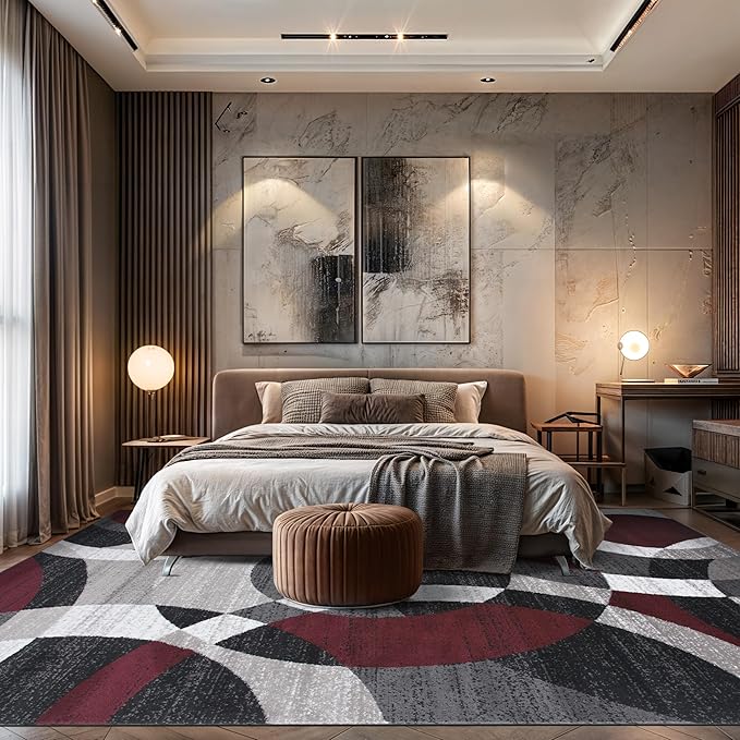 Rugshop Contemporary Abstract Circles Perfect for high Traffic Areas of Your Living Room,Bedroom,Basement,Kitchen Large Areas Open Spaces Area Rug 10' x 14' Red