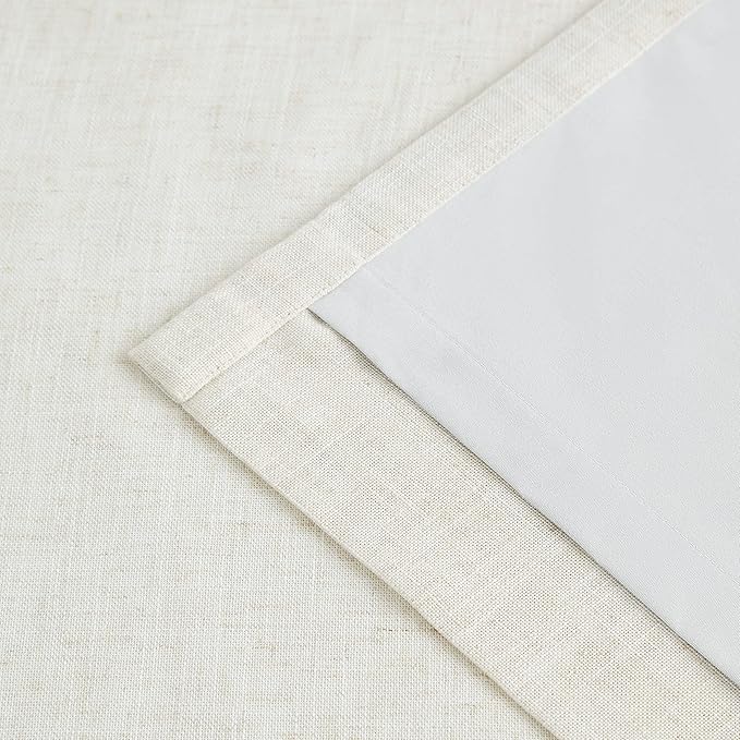 Vision Home Natural Linen Full Blackout Curtains 90 inch Long for Bedroom Living Room Darkening Soundproof Window Panels Energy Efficient Rod Pocket Back Tab Neutral Drapes 56" Wx90 Lx2