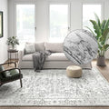jinchan Lima 6x9 Area Rug for Living Room Washable Soft Throw Rug Ultra-Thin Stain Resistant Non-Slip Distressed Vintage Floral Large Carpet for Bedroom Dining Room Home Office Nursery (6x9ft, Grey)