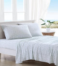 Tommy Bahama - King Sheets, Cotton Percale Bedding Set, Crisp & Cool, Stylish Bedding Set (Hibiscus Bloom Green, King)