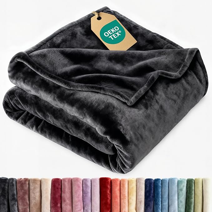 Ultra Soft Fleece Blanket Twin Size - Flannel Fleece Luxury Twin Blanket - Lightweight for Couch Bed Chair - Thick, Warm and Breathable - All Season Cozy Fuzzy, Anti-Static Microplush Bedding, Black