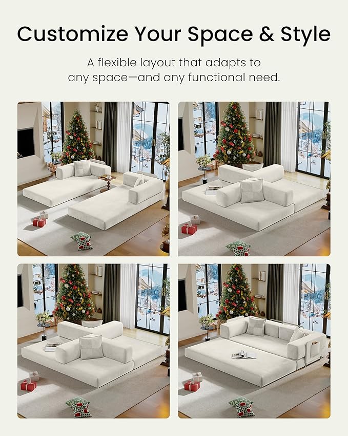 78.8" Convertible Sofa Bed,Corduroy Futon Couch with Storage Pocket,Folding Pull Out Futon Sofa,No Assembly Boneless Couch for Living Room, White | futon sofa bed, sofa, couch, loveseat, convertible sofa, boneless couch