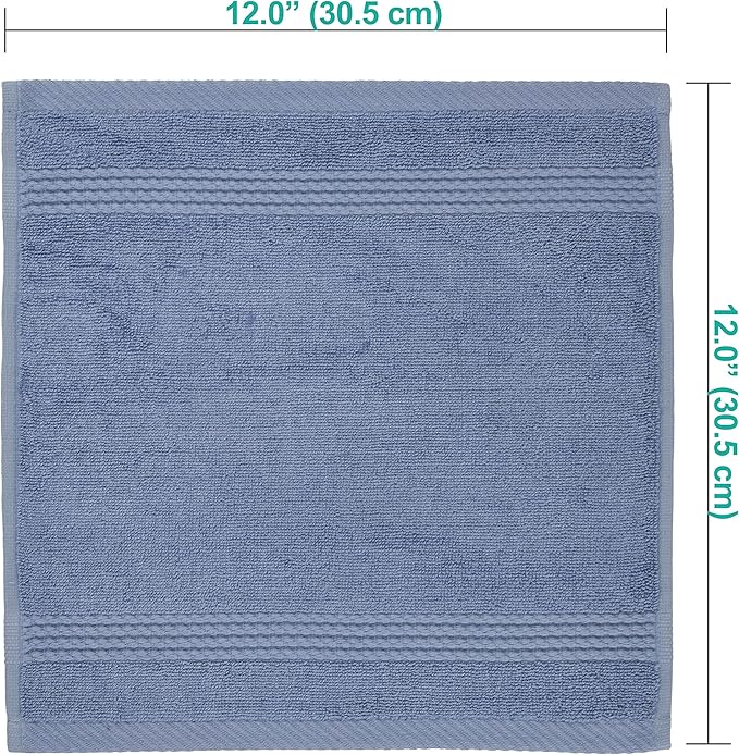 EastNBlue Lara 100% Turkish Cotton Washcloths 4 Pack, Extra Soft & Absorbent Wash Cloths for Face & Body (12" x 12"), Terry Cloth, Small Hand Towels for Bathroom, Navy Blue