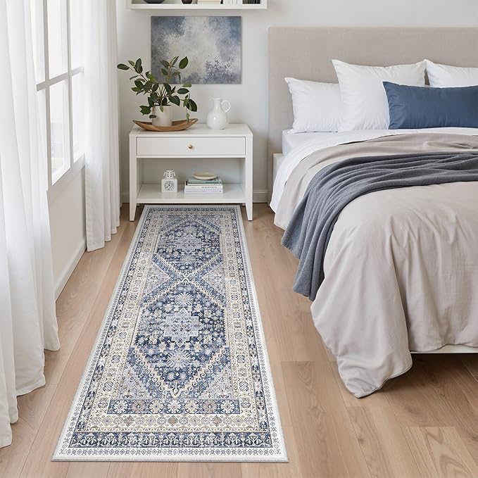 zesthome 2x6 Runner Rug for Hallways, Machine Washable Rug, Non Slip Vintage Low Pile Runners, Stain Resistant Runners for Entryway, Kitchen, Bathroom, Laundry Room, Corridor