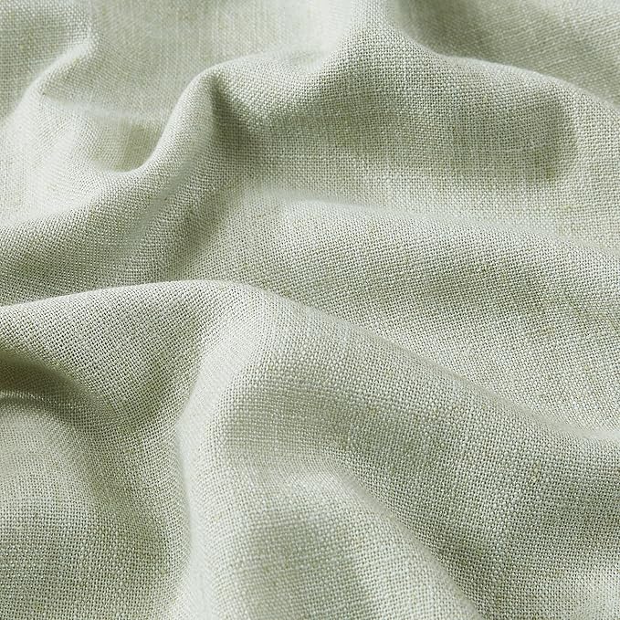 Vision Home Green Linen Full Blackout Curtains for Bedroom Living Room Darkening Soundproof Window Curtains 112 inch Thermal Insulated Rod Pocket Back Tab Linen Drapes 2 Panels 56" Wx112 L