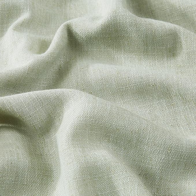 Vision Home Green Linen Full Blackout Curtains for Bedroom Living Room Darkening Soundproof Window Curtains 102 inch Thermal Insulated Rod Pocket Back Tab Linen Drapes 2 Panels 56" Wx102 L