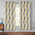 Beauoop 100% Blackout Curtains 72 Inches Long 2 Panels for Bedroom Living Room Yellow Grey Moroccan Geo Room Darkening Thermal Insulated Soundproof Grommet Top Window Treatments Drapes, 50x72 Set of 2