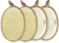 Natural Loofah Sponge Exfoliating(4 Packs),Made with Eco-Friendly and Biodegradable Shower Luffa Sponge, Loofah for Women and Men, Brown