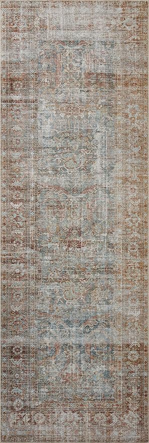 Loloi Chris Loves Julia Jules Collection JUL-05 Lagoon/Brick 5'-0'' x 7'-6'', .13" Pile Height, Area Rug