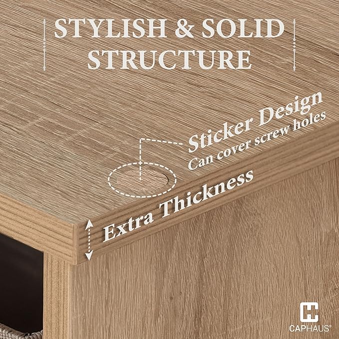 CAPHAUS Sturdy Room 11-Inch Cube Storage Organizer Shelf, with Thick Exterior Edge, Storage Shelf Divider w/Back, Bookcase, 8-Cube, Natural Oak